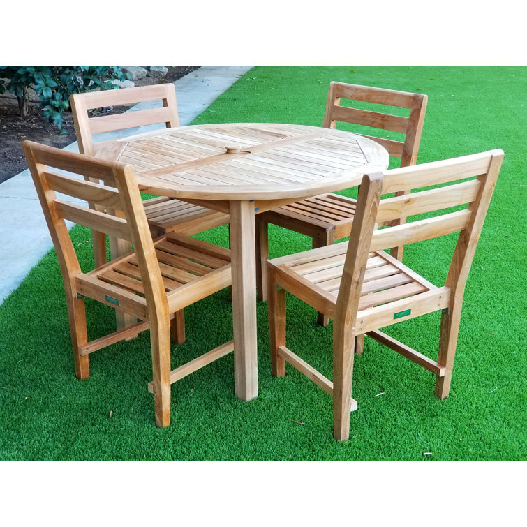 Bayou Breeze Kraus 4 - Person Round Teak Outdoor Dining Set | Wayfair